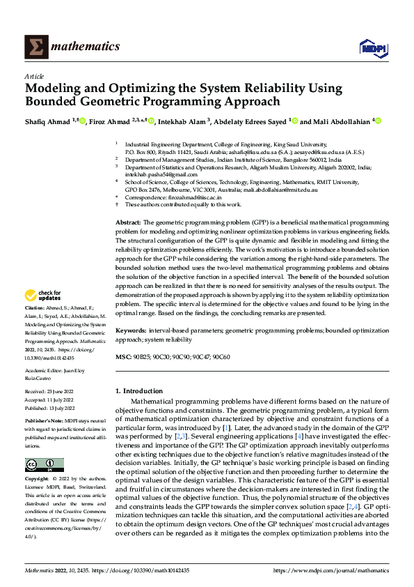 (PDF) Modeling and Optimizing the System Reliability Using Bounded ...