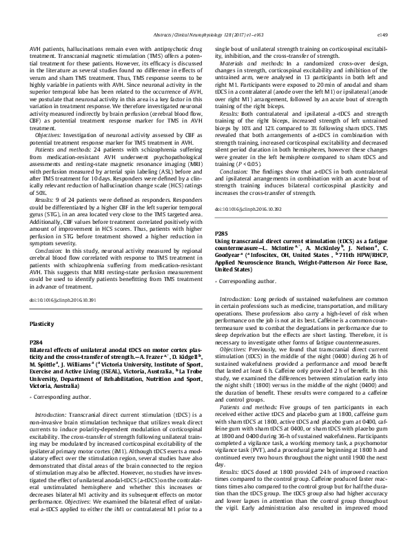(PDF) P284 Bilateral effects of unilateral anodal tDCS on motor cortex ...