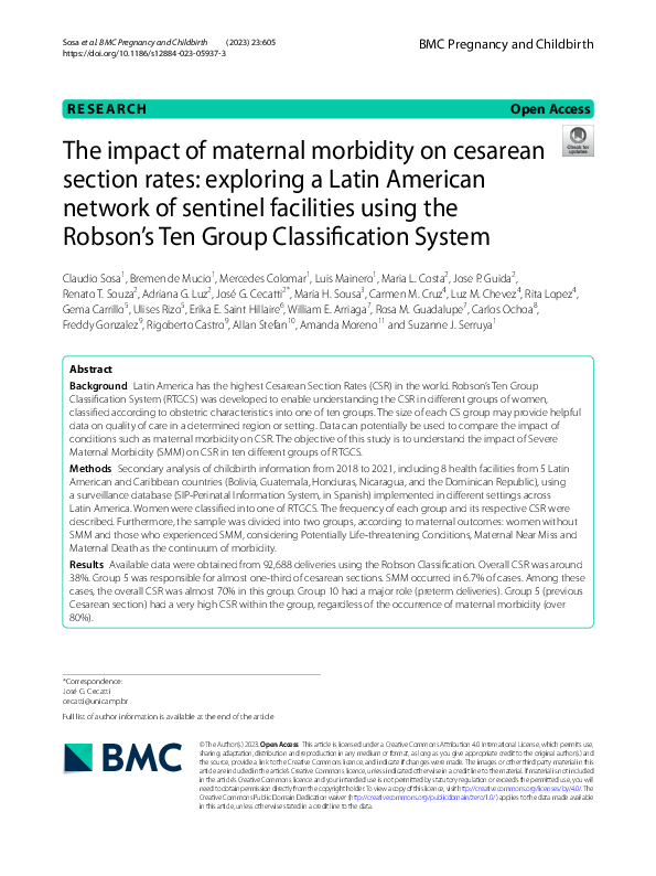 (PDF) The impact of maternal morbidity on cesarean section rates ...