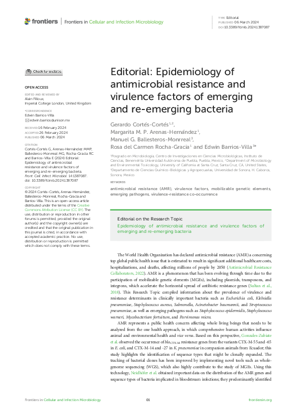 (PDF) Editorial: Epidemiology of antimicrobial resistance and virulence ...