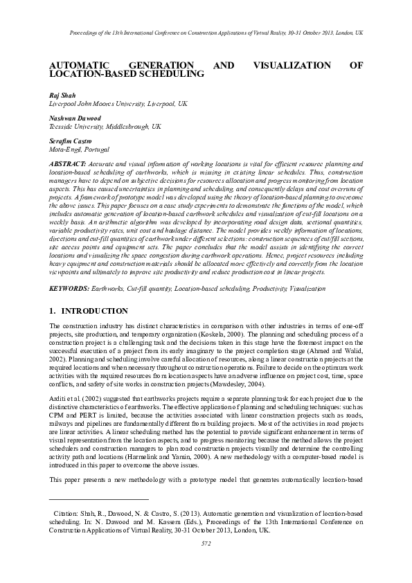 (PDF) Automatic Generation and Visualization of Location-Based Scheduling 1