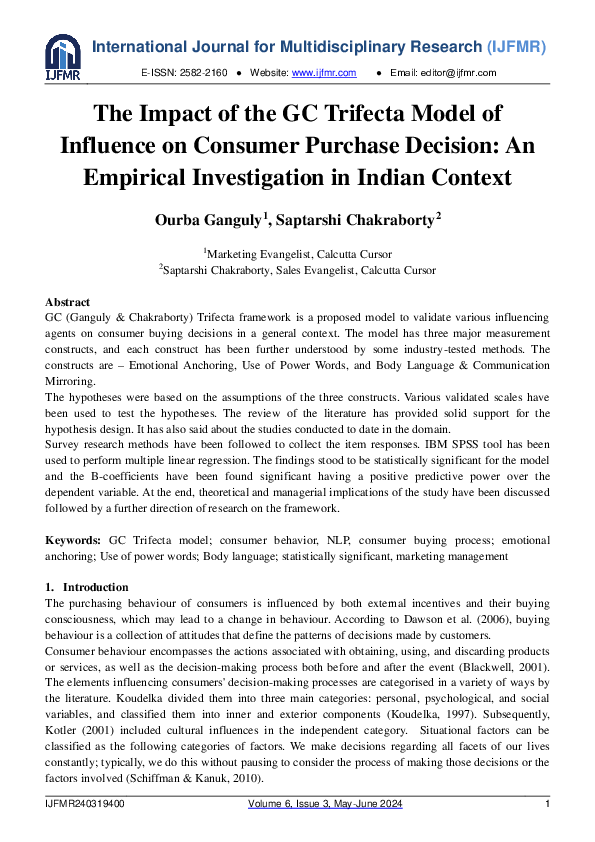 (PDF) The Impact of the GC Trifecta Model of Influence on Consumer ...
