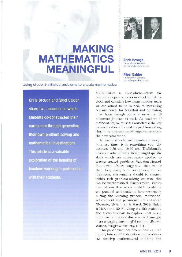 (PDF) Making Mathematics Meaningful