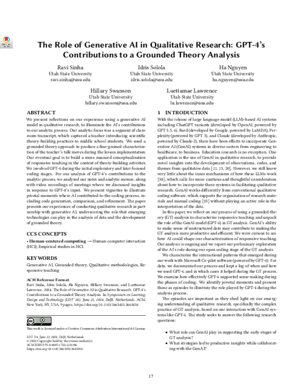 (PDF) The Role of Generative AI in Qualitative Research: GPT-4's ...