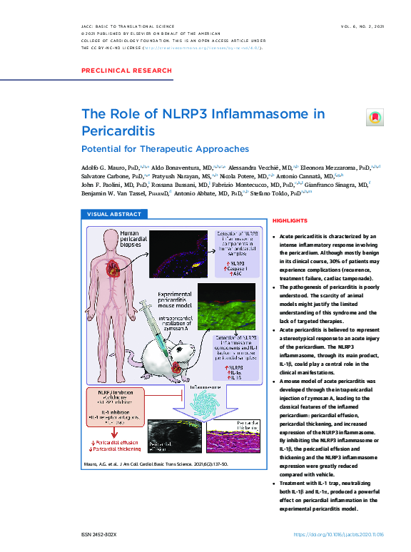 (PDF) The Role of NLRP3 Inflammasome in Pericarditis