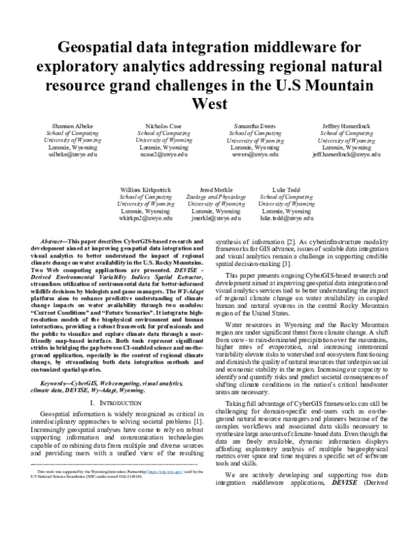 (PDF) Geospatial Data Integration Middleware for Exploratory Analytics ...