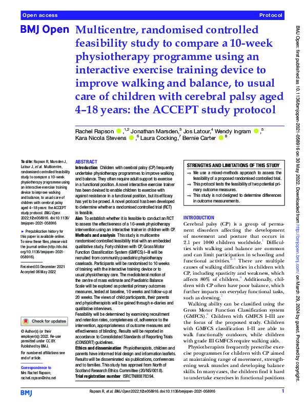 (PDF) Multicentre, randomised controlled feasibility study to compare a ...