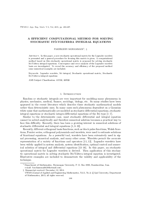 (PDF) A Efficient Computational Method for Solving Stochastic Itô ...