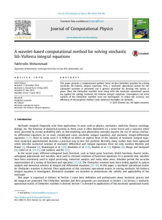 (PDF) A wavelet-based computational method for solving stochastic Itô ...