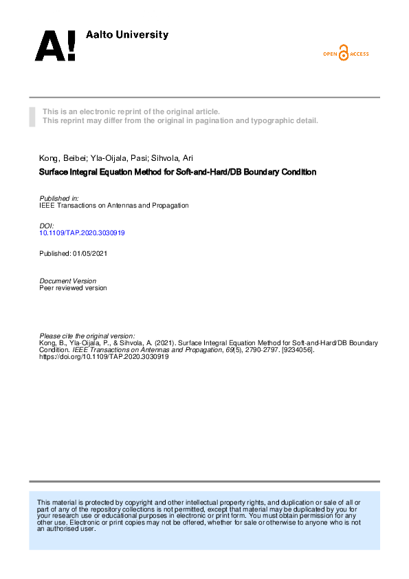 (PDF) Surface Integral Equation Method for Soft-and-Hard/DB Boundary ...