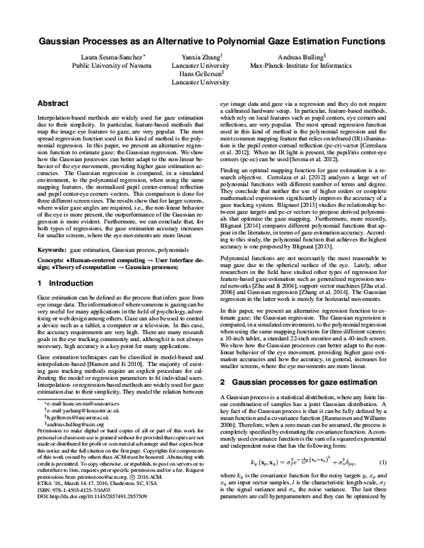 (PDF) Gaussian processes as an alternative to polynomial gaze ...