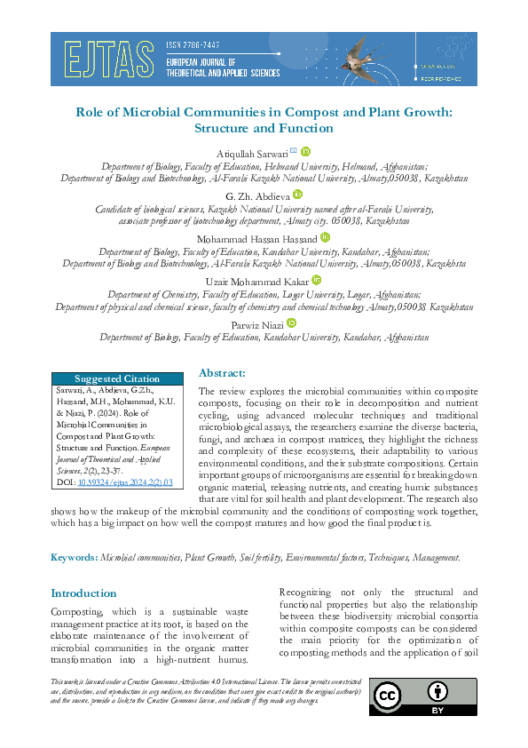(PDF) Role of Microbial Communities in Compost and Plant Growth ...