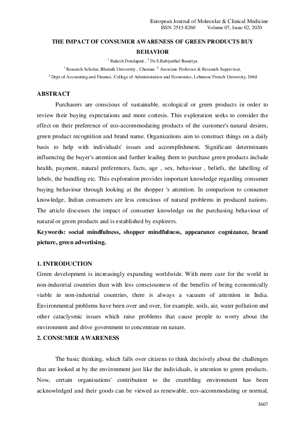 (PDF) The Impact of Consumer Awareness of Green Products Buy Behavior