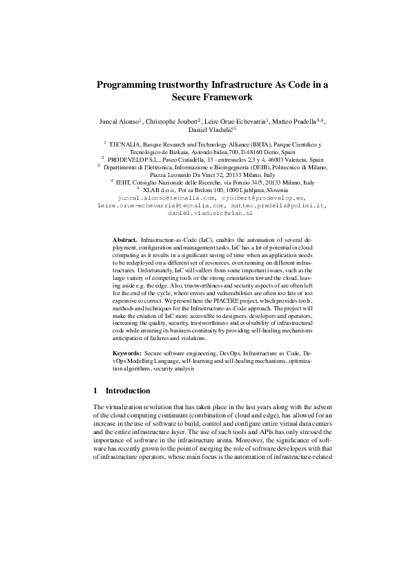 (PDF) Programming trustworthy Infrastructure As Code in a Secure Framework