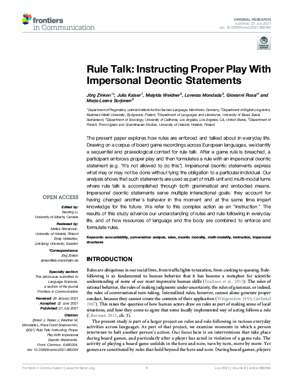 (PDF) Rule Talk: Instructing Proper Play With Impersonal Deontic Statements