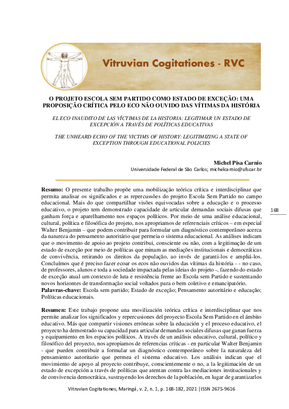 (PDF) O Projeto Escola Sem Partido Como Estado De Exceção: Uma ...