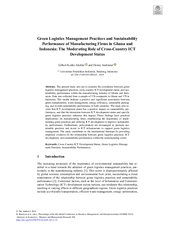 (PDF) Green Logistics Management Practices and Sustainability ...