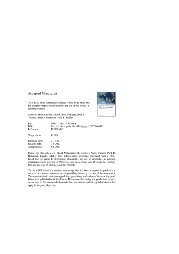 (PDF) Risk-based screening combined with a PCR-based test for group B ...