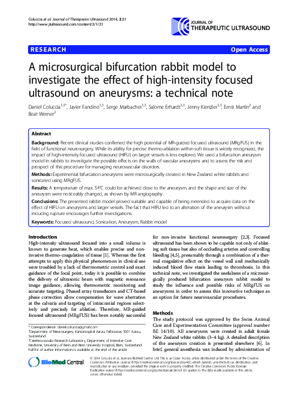 (PDF) A microsurgical bifurcation rabbit model to investigate the ...