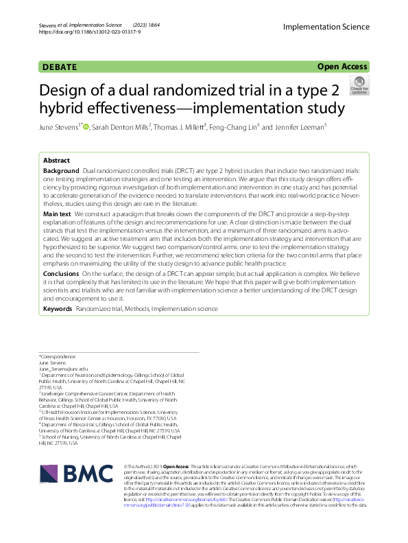 (PDF) Design of a dual randomized trial in a type 2 hybrid ...