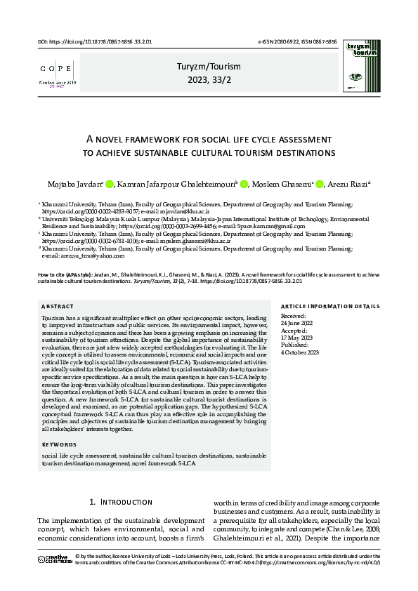 (PDF) A novel framework for social life cycle assessment to achieve ...
