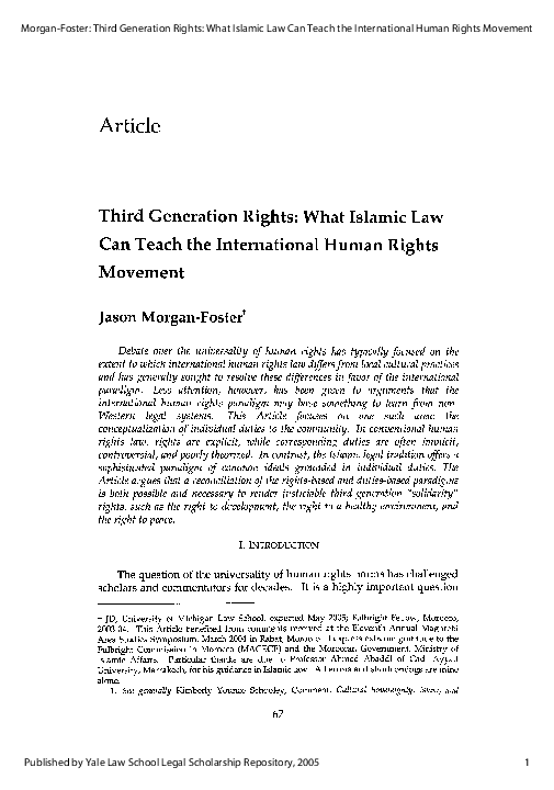 (PDF) Third Generation Rights: What Islamic Law Can Teach the ...