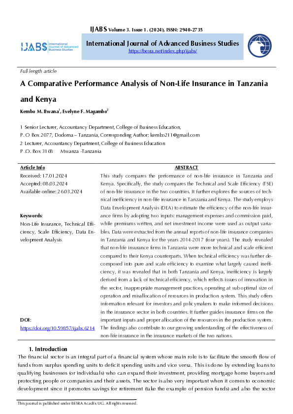 (PDF) A Comparative Performance Analysis of Non-Life Insurance in ...