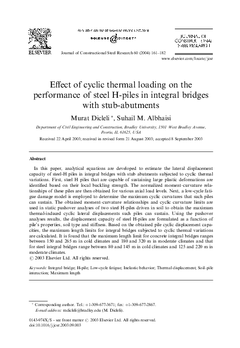 (PDF) Effect of cyclic thermal loading on the performance of steel H ...