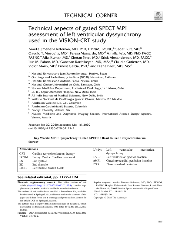 (PDF) Technical aspects of gated SPECT MPI assessment of left ...