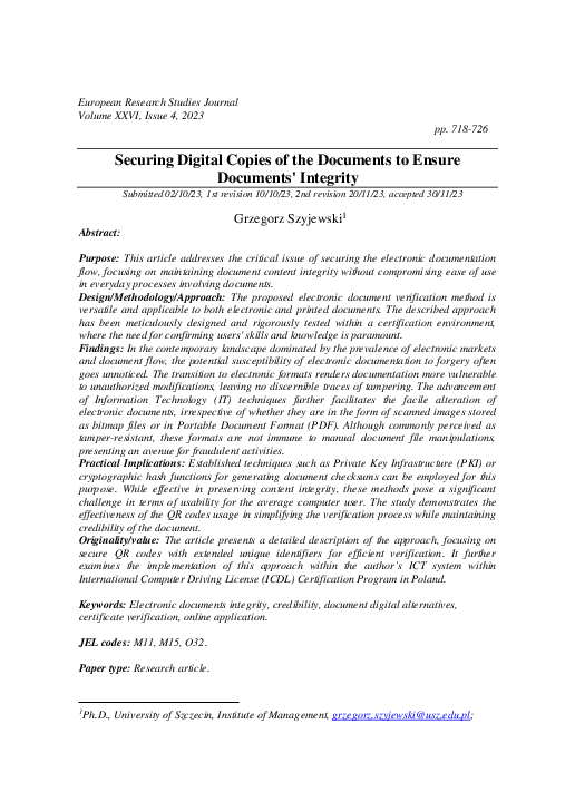 (PDF) Securing Digital Copies of the Documents to Ensure Documents ...