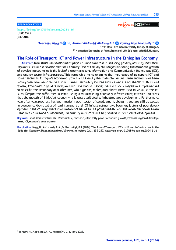 (PDF) The Role of Transport, ICT and Power Infrastructure in the ...