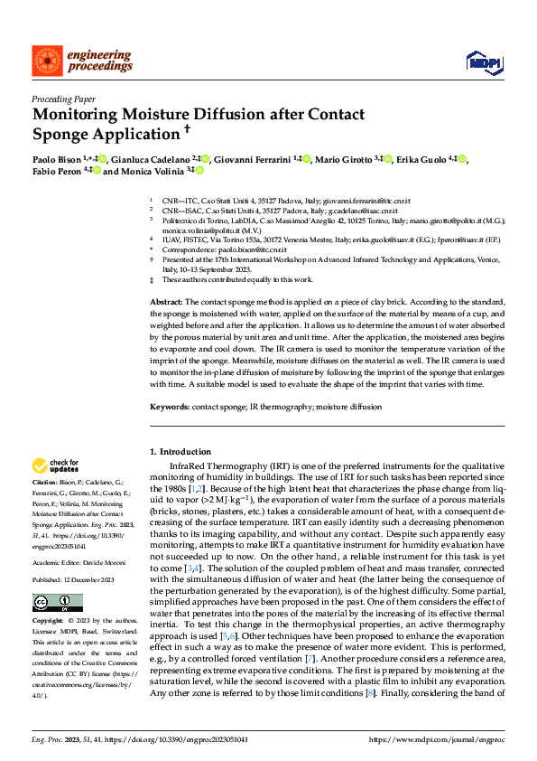 (PDF) Monitoring Moisture Diffusion after Contact Sponge Application