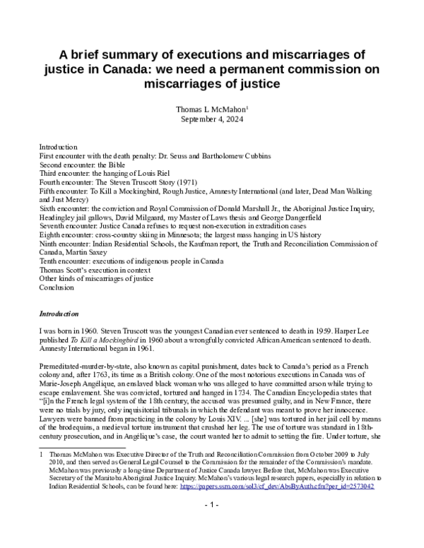 (PDF) A brief summary of executions and miscarriages of justice in ...