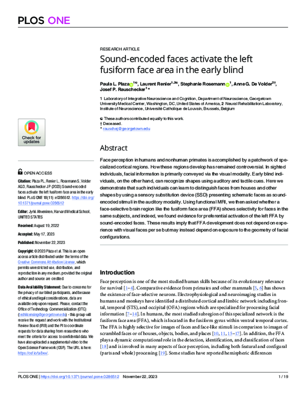 (PDF) Sound-encoded faces activate the left fusiform face area in the ...