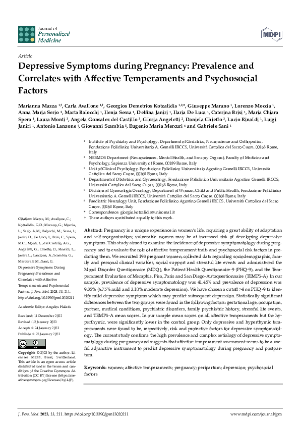 (PDF) Depressive Symptoms during Pregnancy: Prevalence and Correlates ...