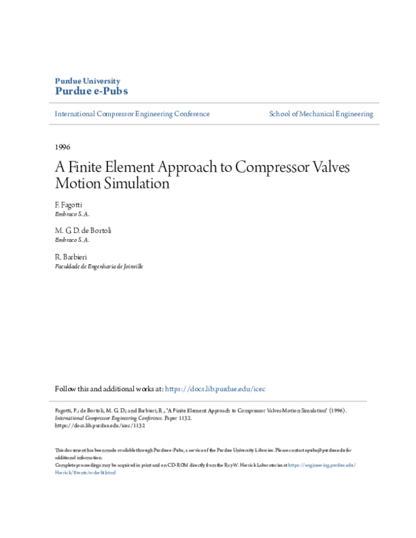 (PDF) A Finite Element Approach to Compressor Valves Motion Simulation
