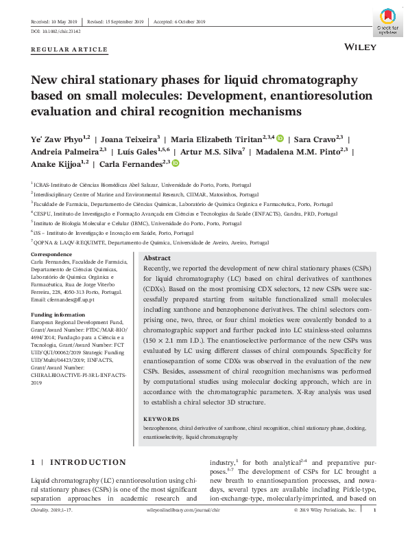 (PDF) New chiral stationary phases for liquid chromatography based on ...