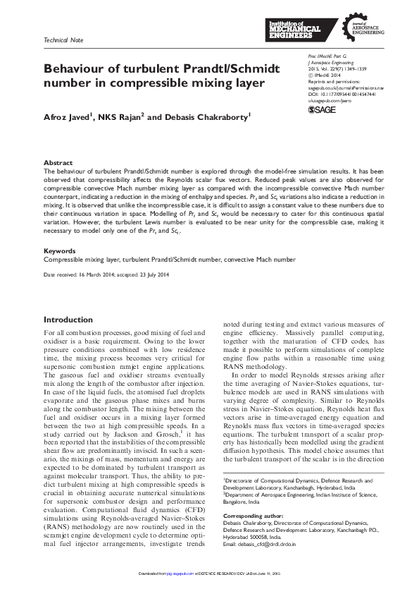 (PDF) Behaviour of turbulent Prandtl/Schmidt number in compressible ...