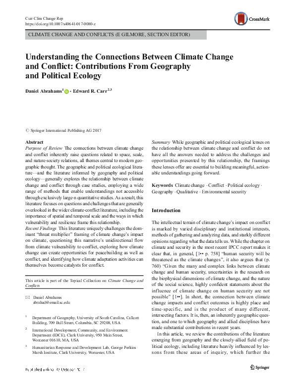 (PDF) Understanding the Connections Between Climate Change and Conflict ...