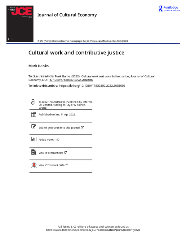 (PDF) Cultural work and contributive justice