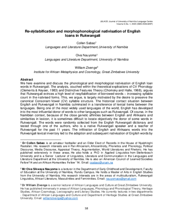 (PDF) Re-syllabification and morphophonological nativisation of English ...