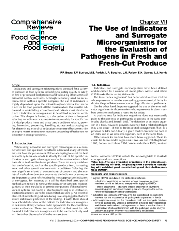 (PDF) The Use of Indicators and Surrogate Microorganisms for the ...