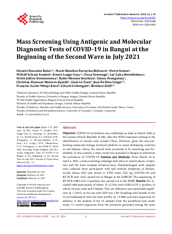 (PDF) Mass Screening Using Antigenic and Molecular Diagnostic Tests of ...
