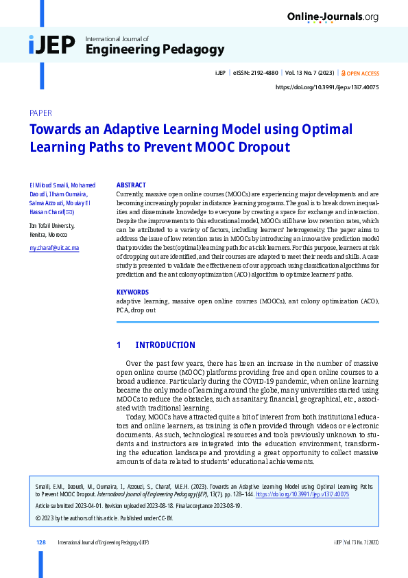(PDF) Towards an Adaptive Learning Model using Optimal Learning Paths ...