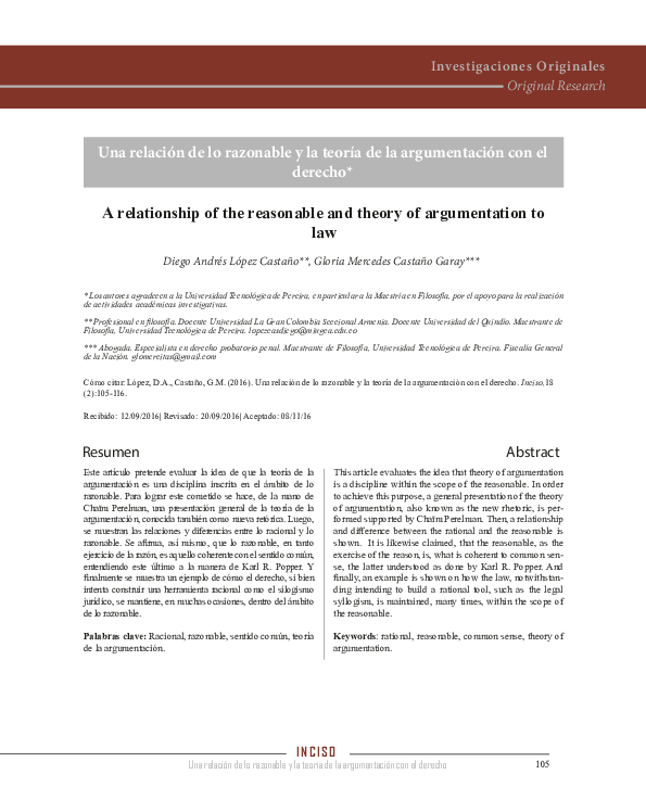 (PDF) Una relación de lo razonable y la teoría de la argumentación con ...