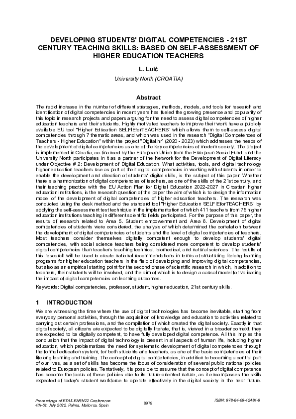 (PDF) Developing Students' Digital Competencies - 21ST Century Teaching ...