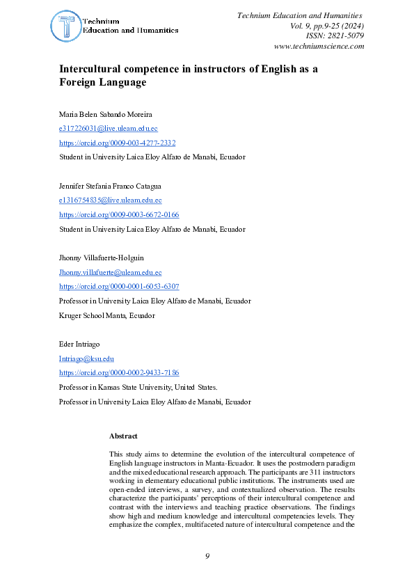 (PDF) Intercultural competence in instructors of English as a Foreign ...