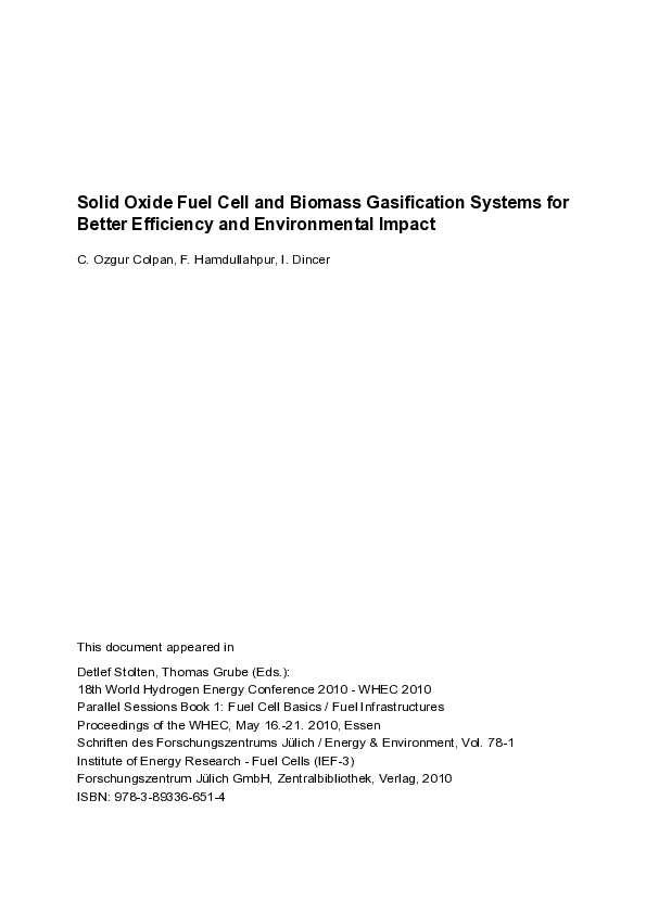 (PDF) Solid Oxide Fuel Cell and Biomass Gasification Systems for Better ...