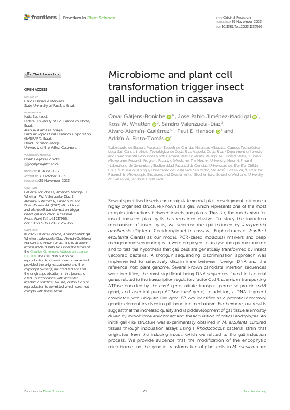 (PDF) Microbiome and plant cell transformation trigger insect gall ...