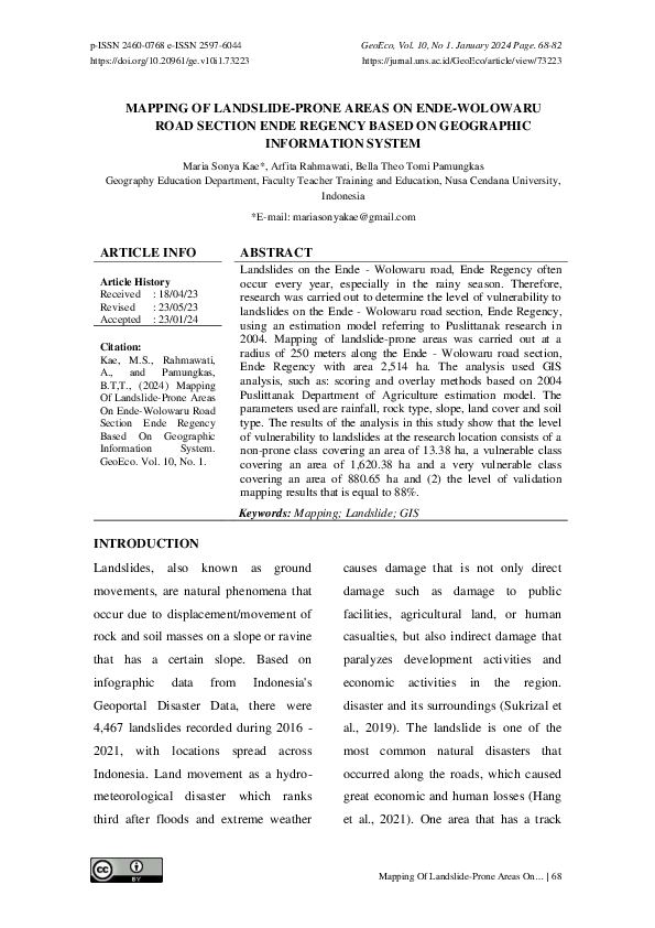 (PDF) Mapping of Landslide-Prone Areas on Ende-Wolowaru Road Section ...